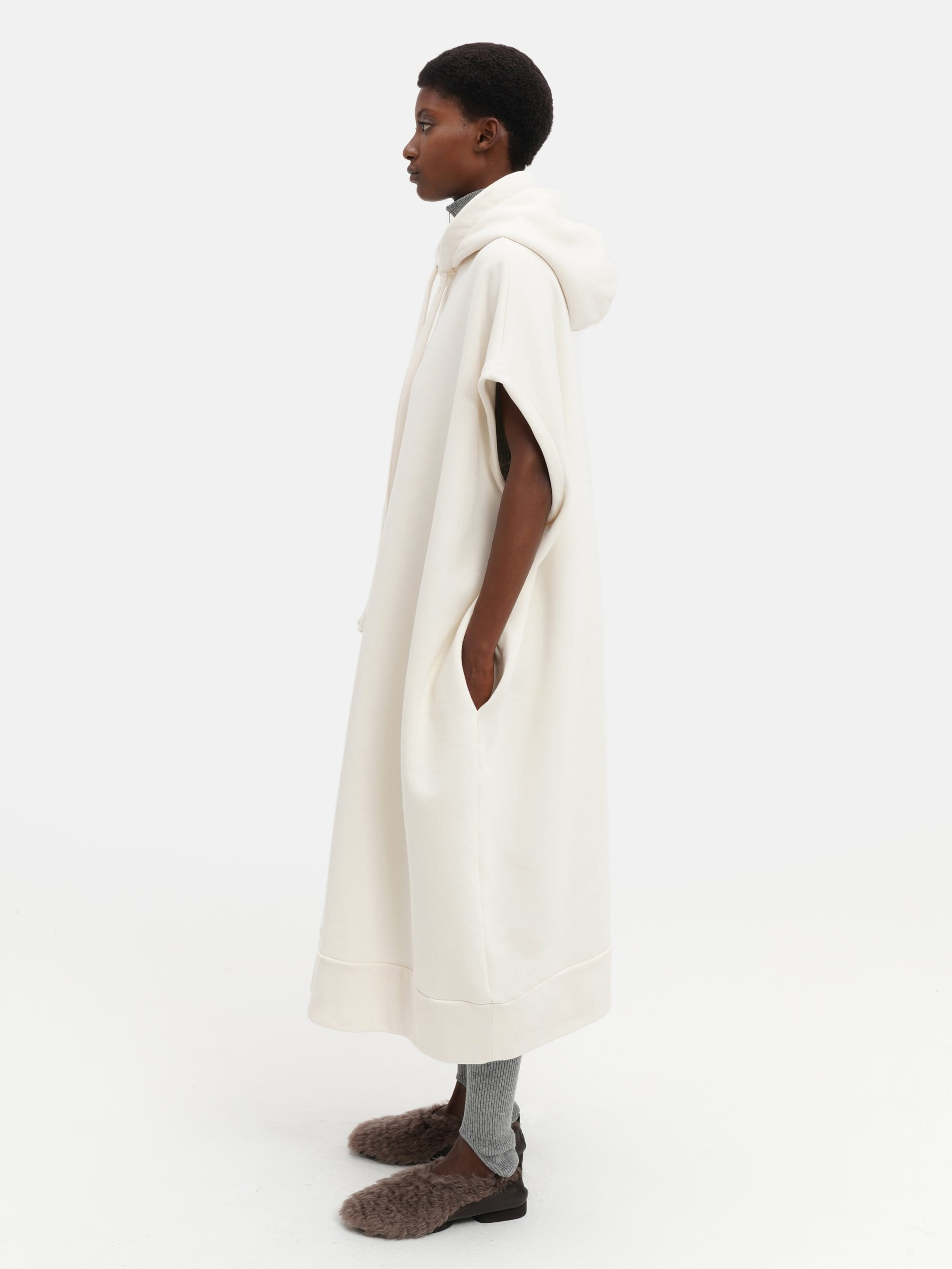 Sleeveless Hooded Dress White