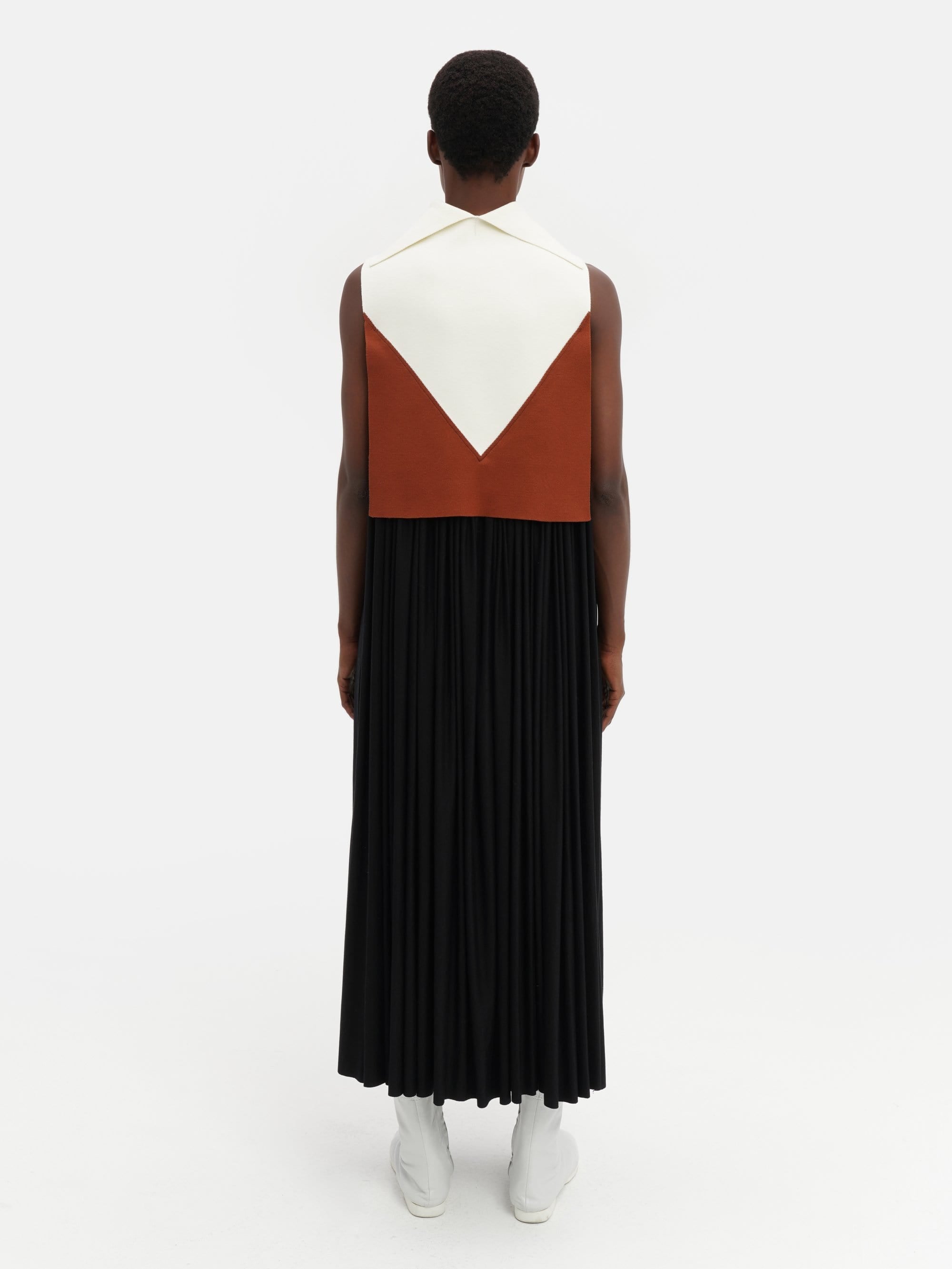 Knitted V Jersey Dress Black