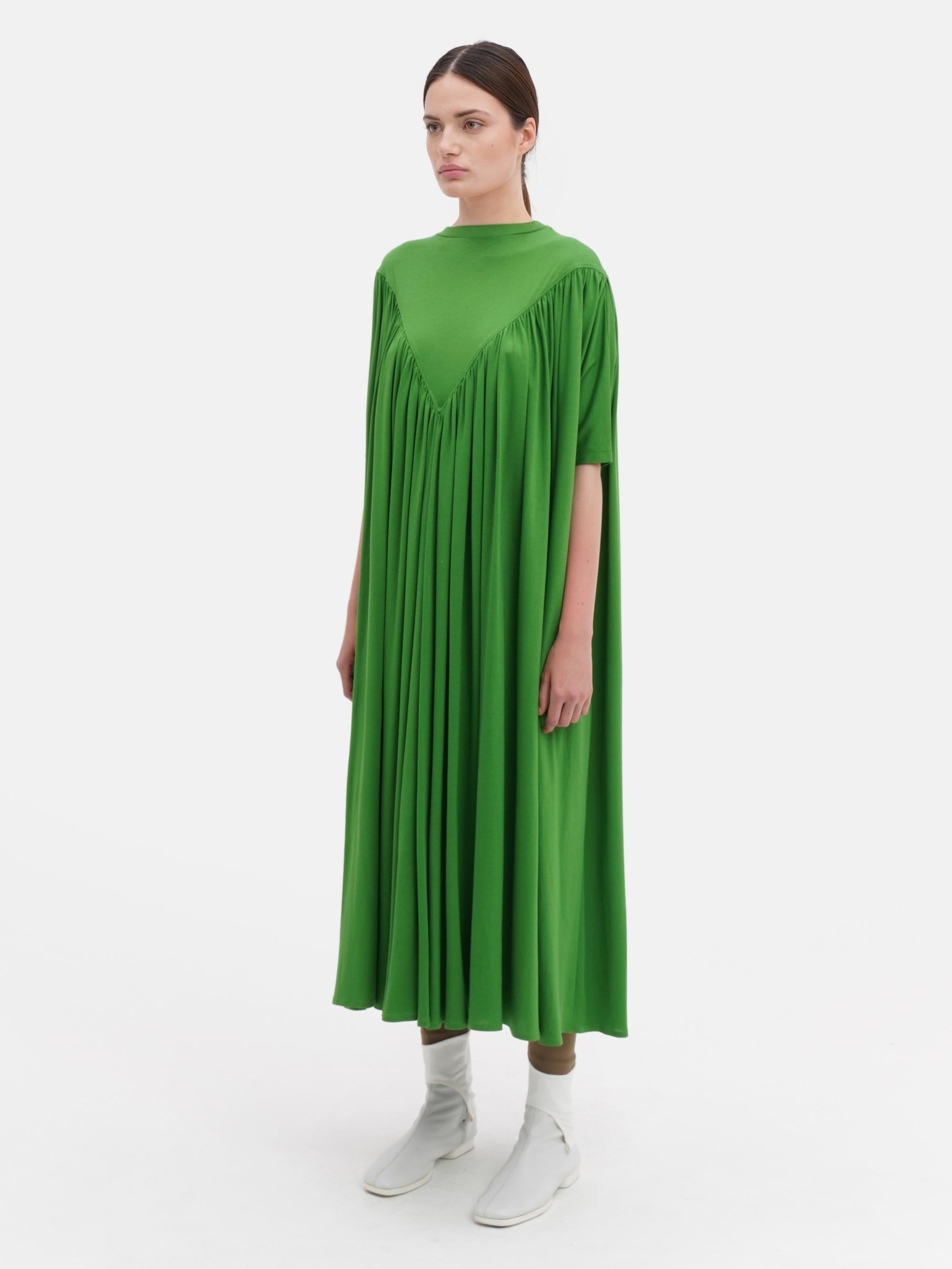 Gathered Jersey Dress Green