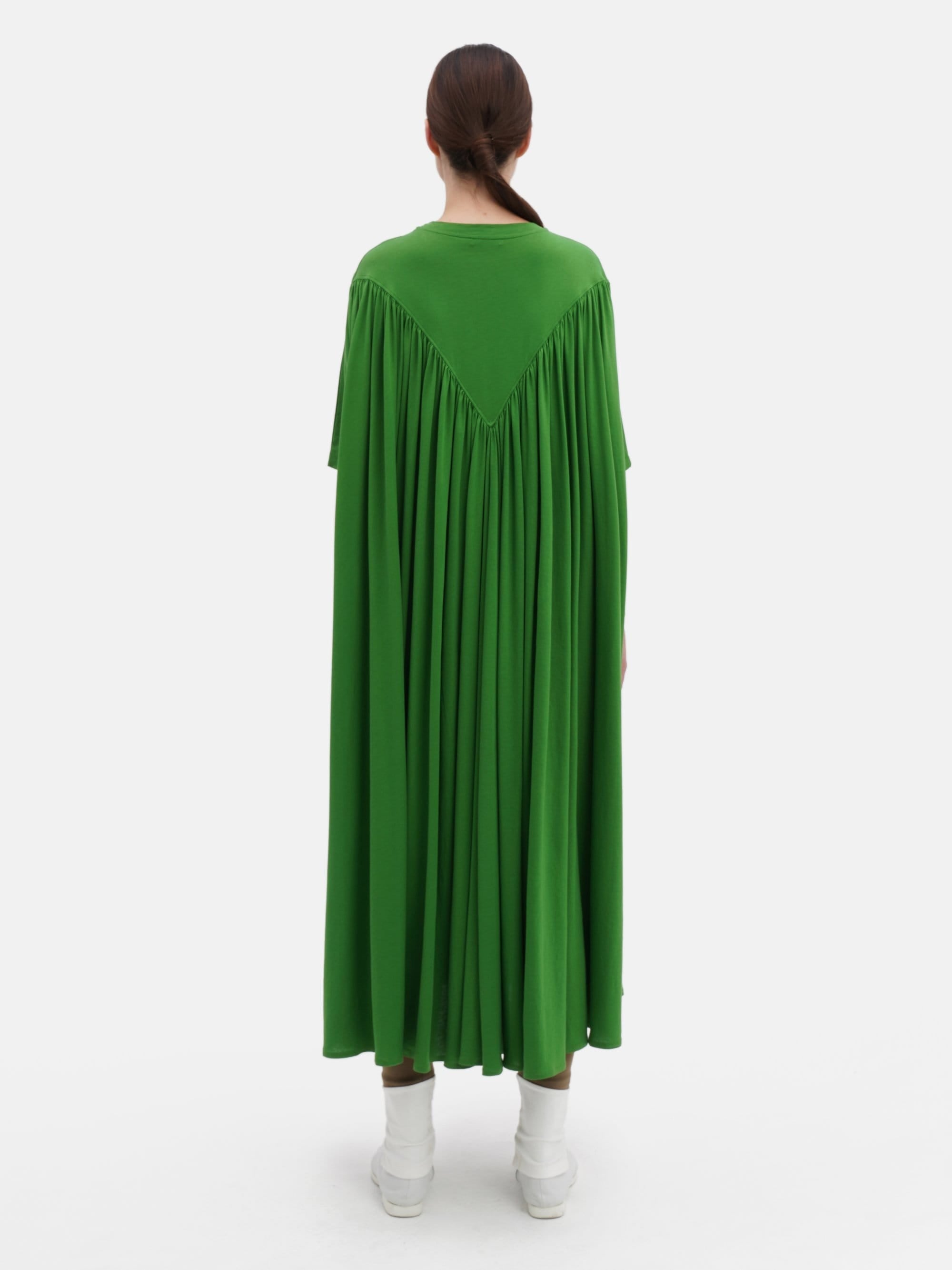 Gathered Jersey Dress Green