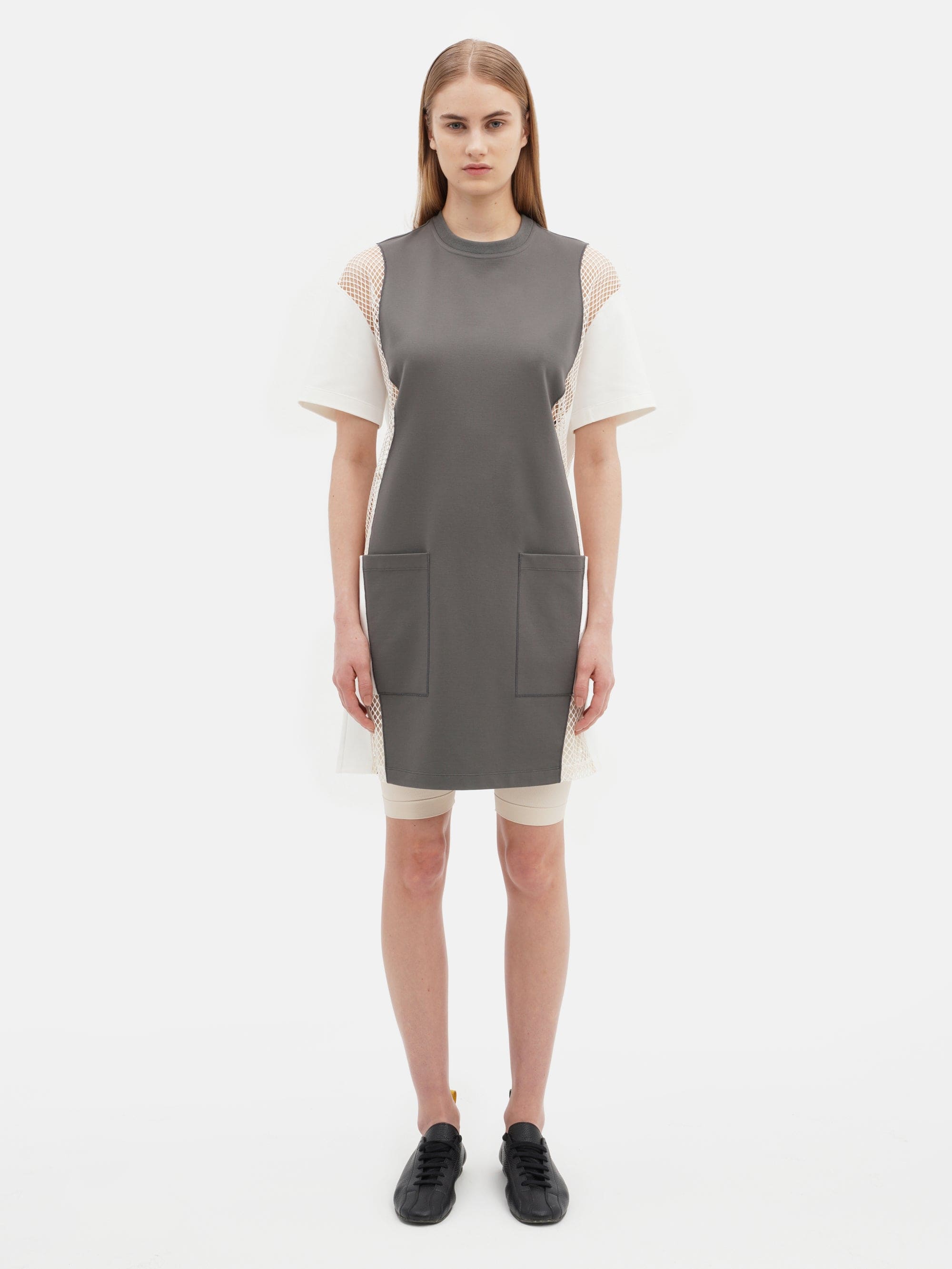 Mesh Insert Dress Grey
