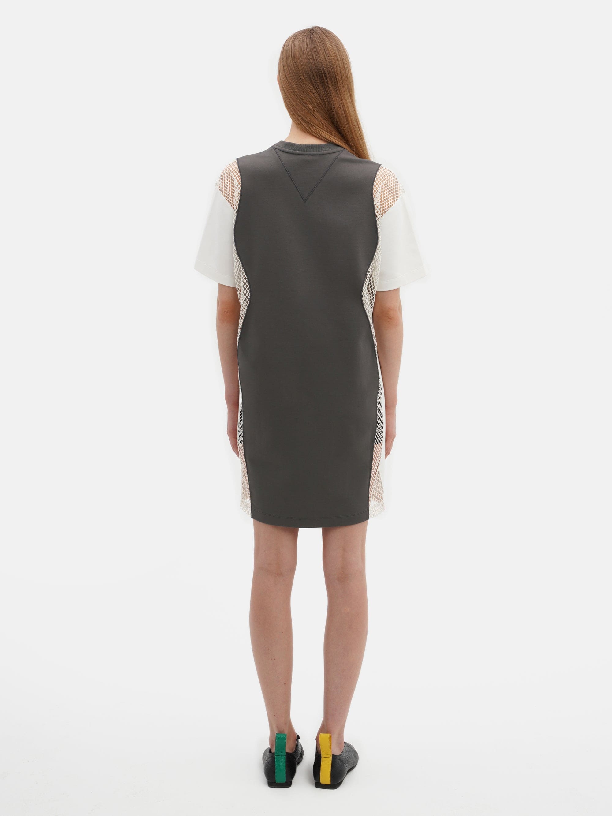 Mesh Insert Dress Grey