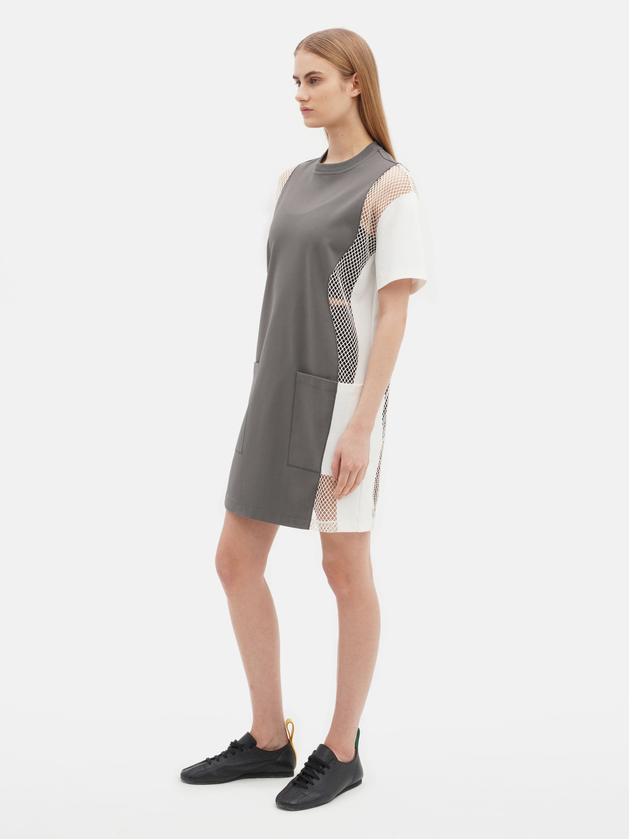 Mesh Insert Dress Grey