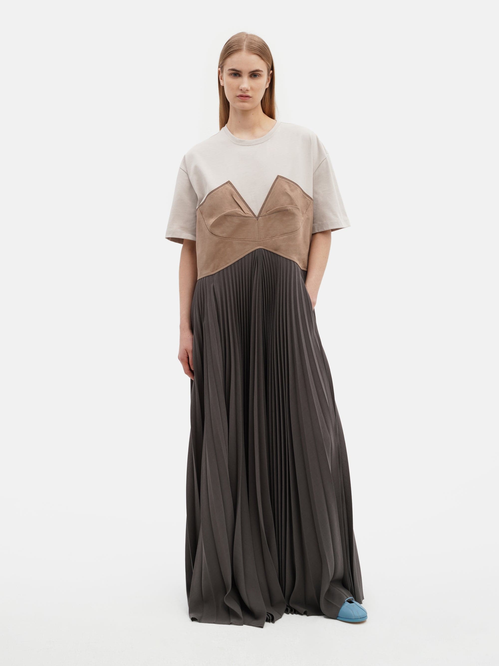Crushed Bra Maxi Dress Grey