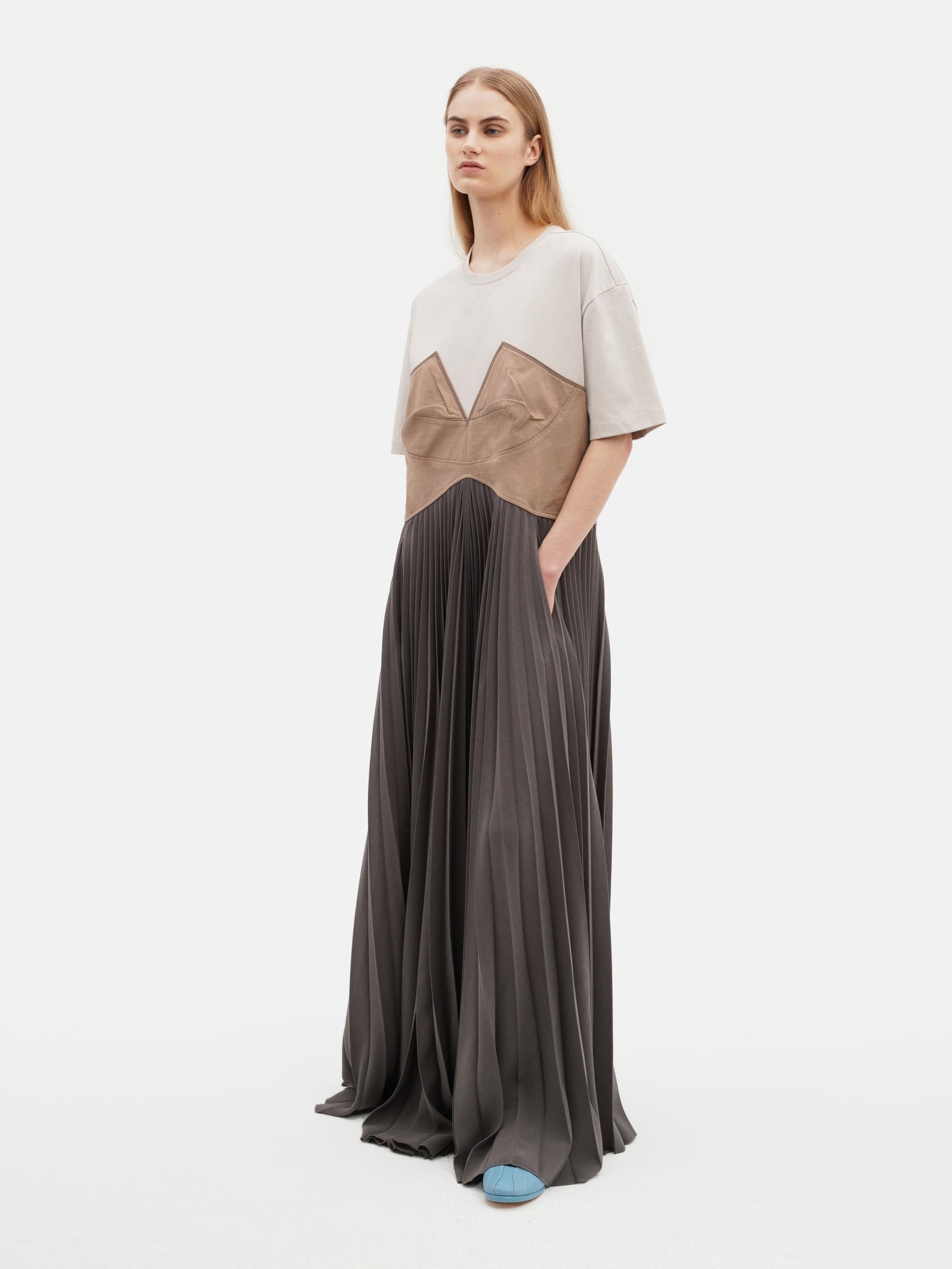 Crushed Bra Maxi Dress Grey