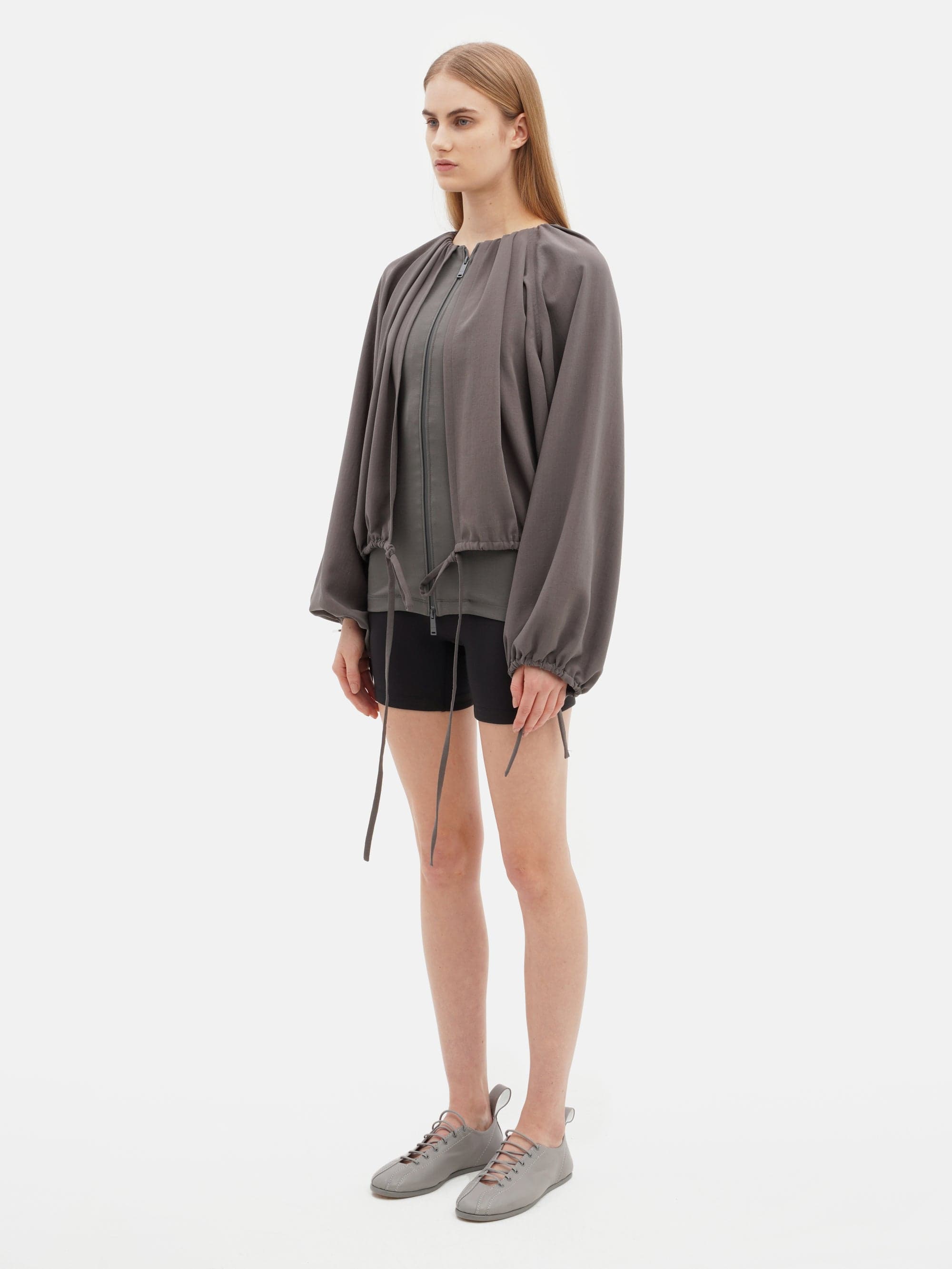 Double Layer Balloon Jacket Grey