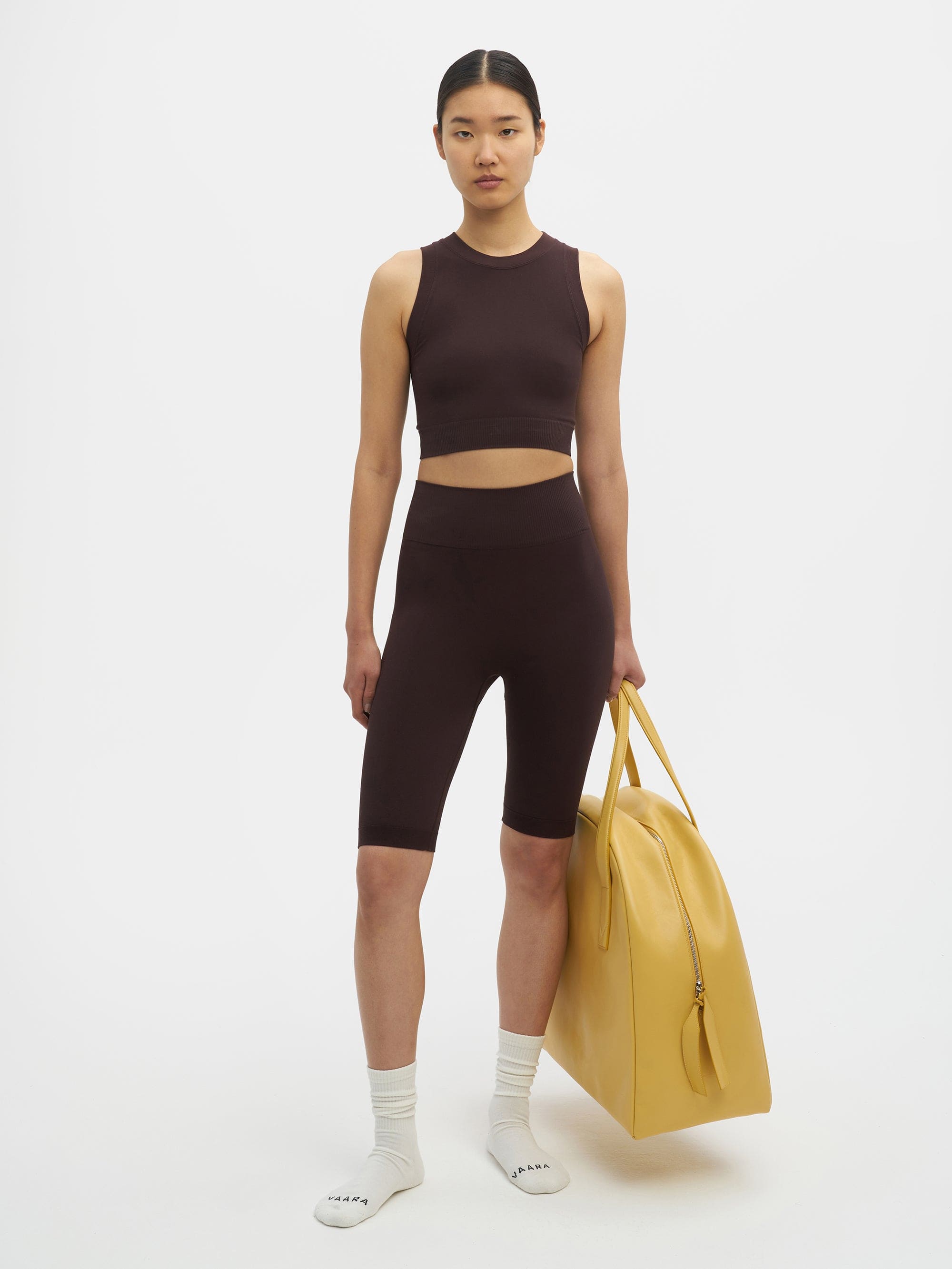 Technical Knit Crop Top Dark Brown