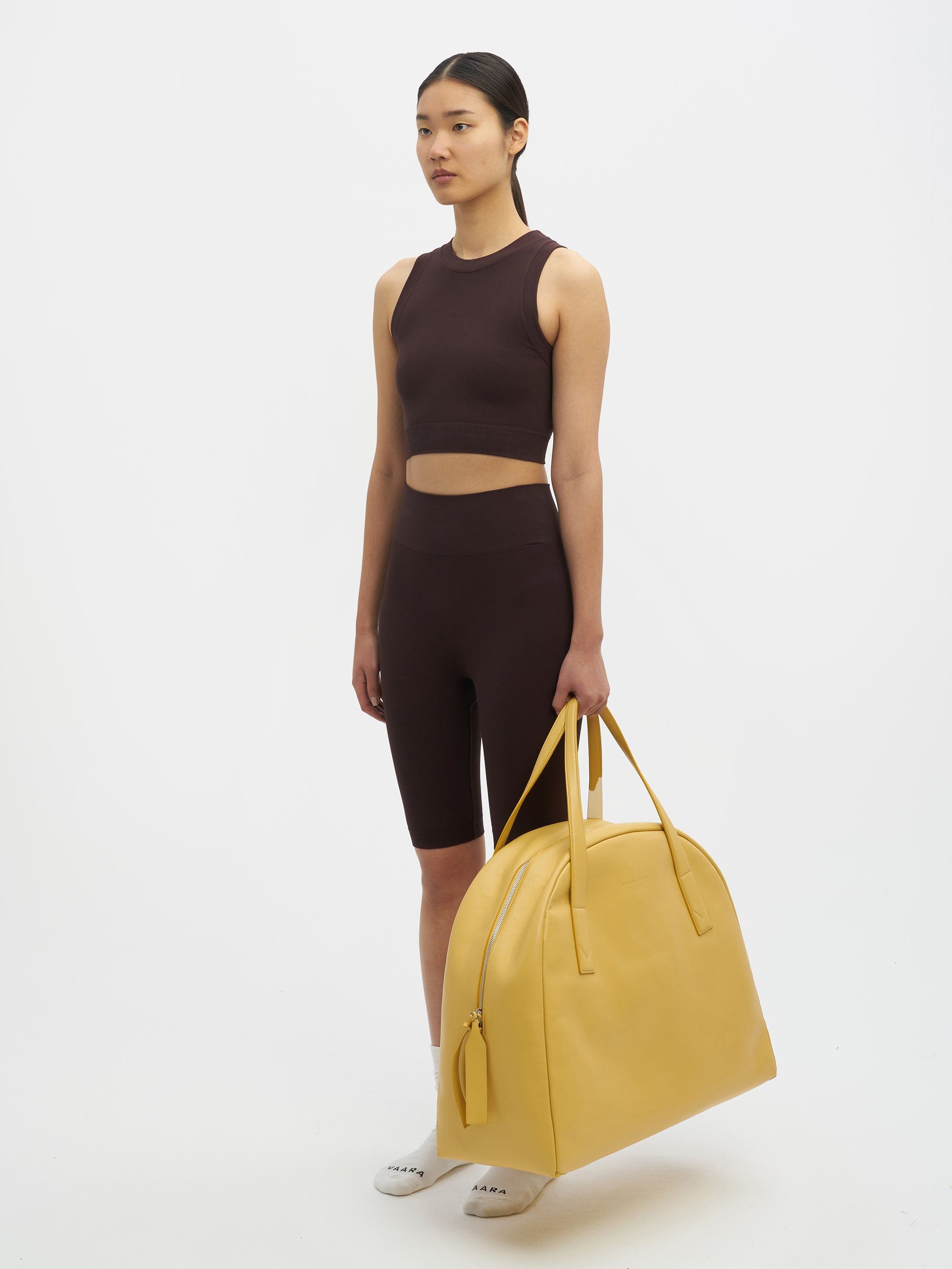 Technical Knit Crop Top Dark Brown