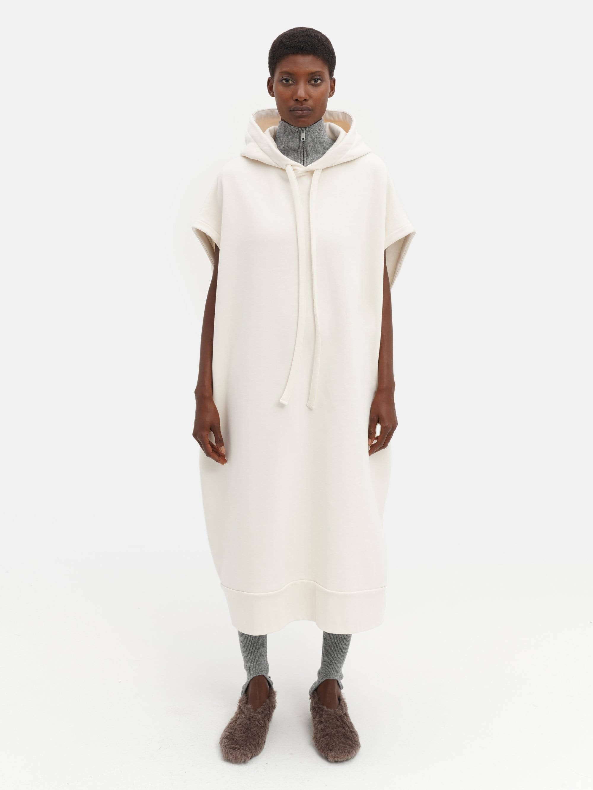 Sleeveless Hooded Dress White