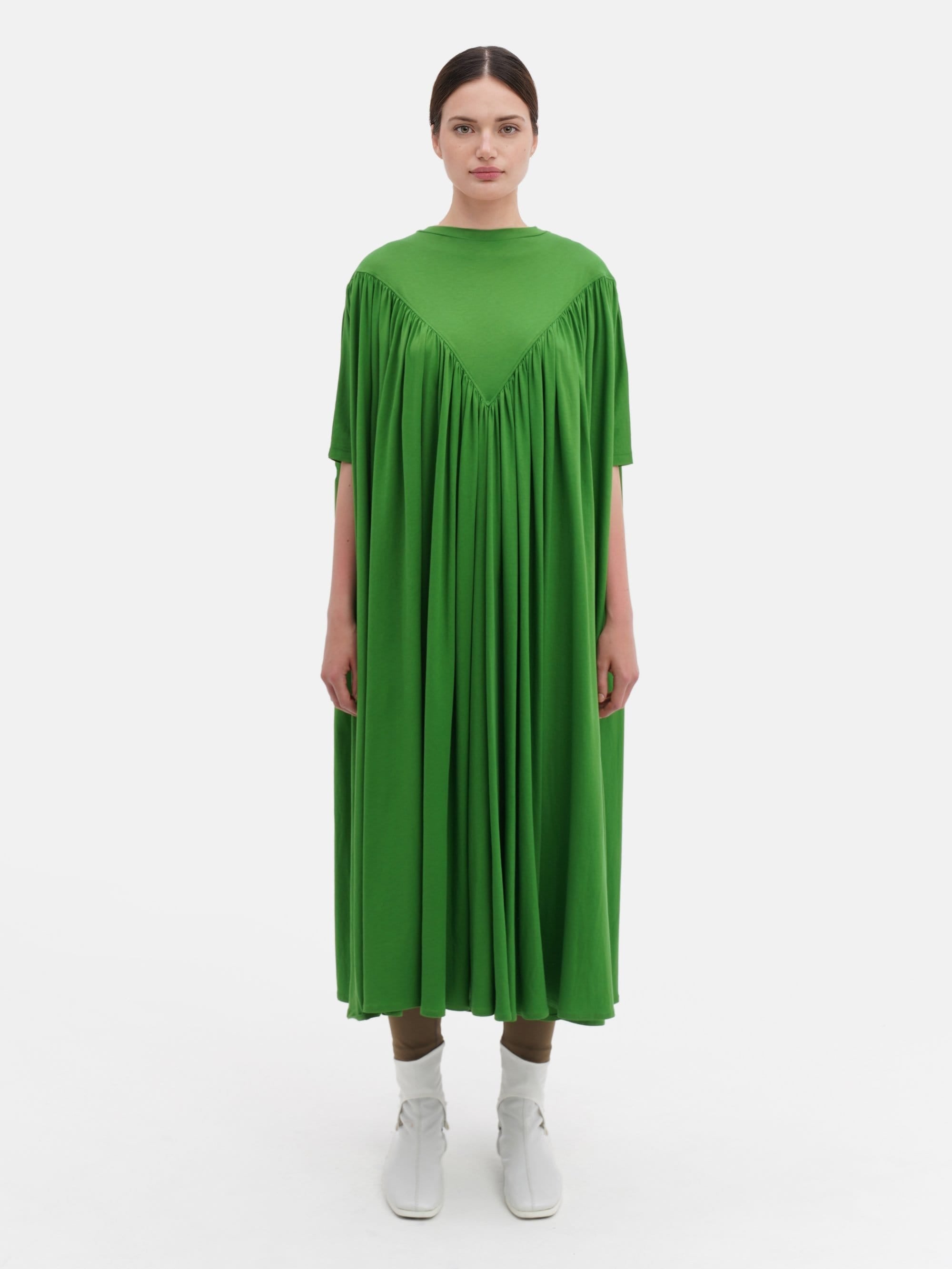 Gathered Jersey Dress Green
