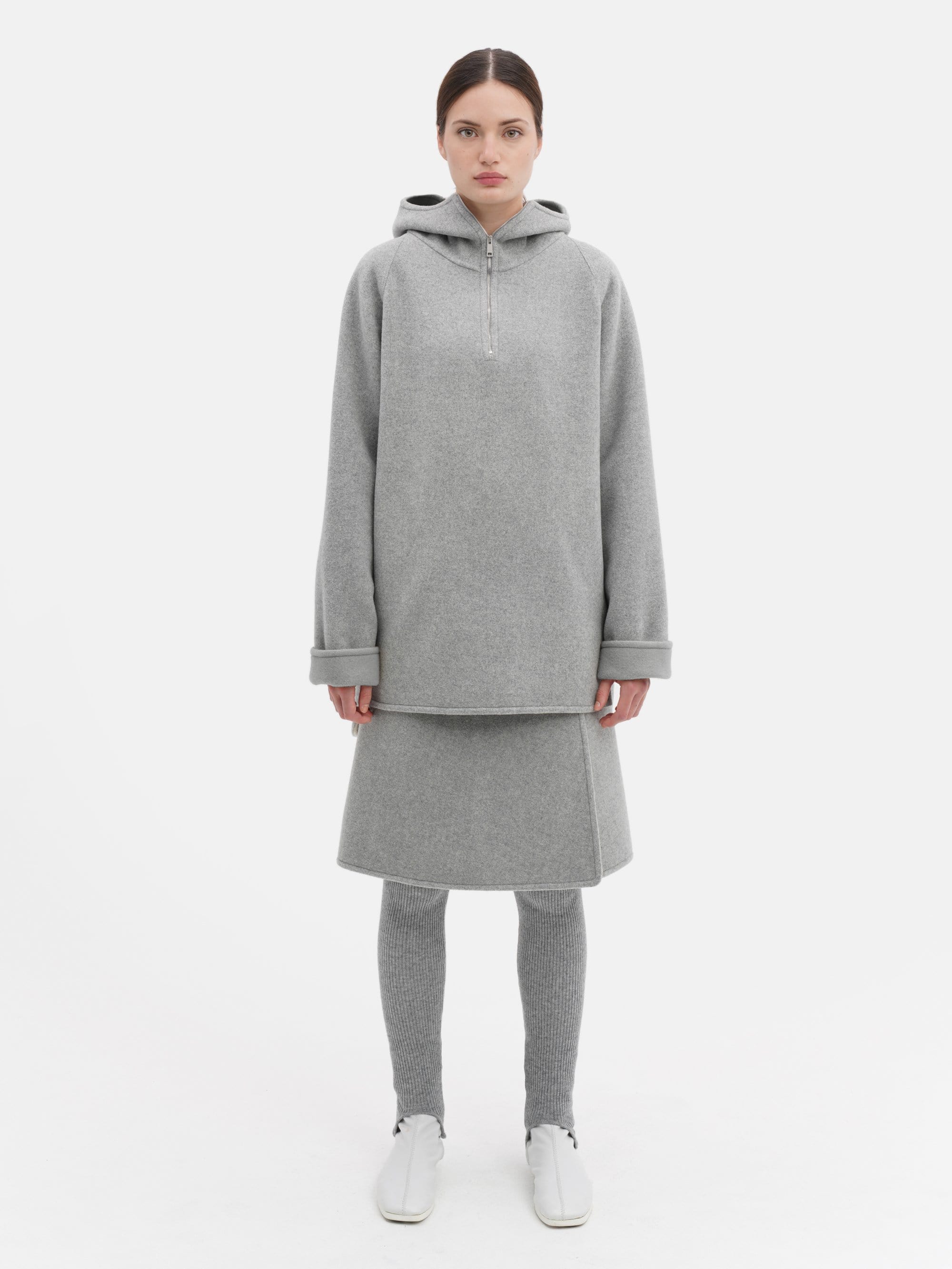 Double Face Wool Anorak Grey
