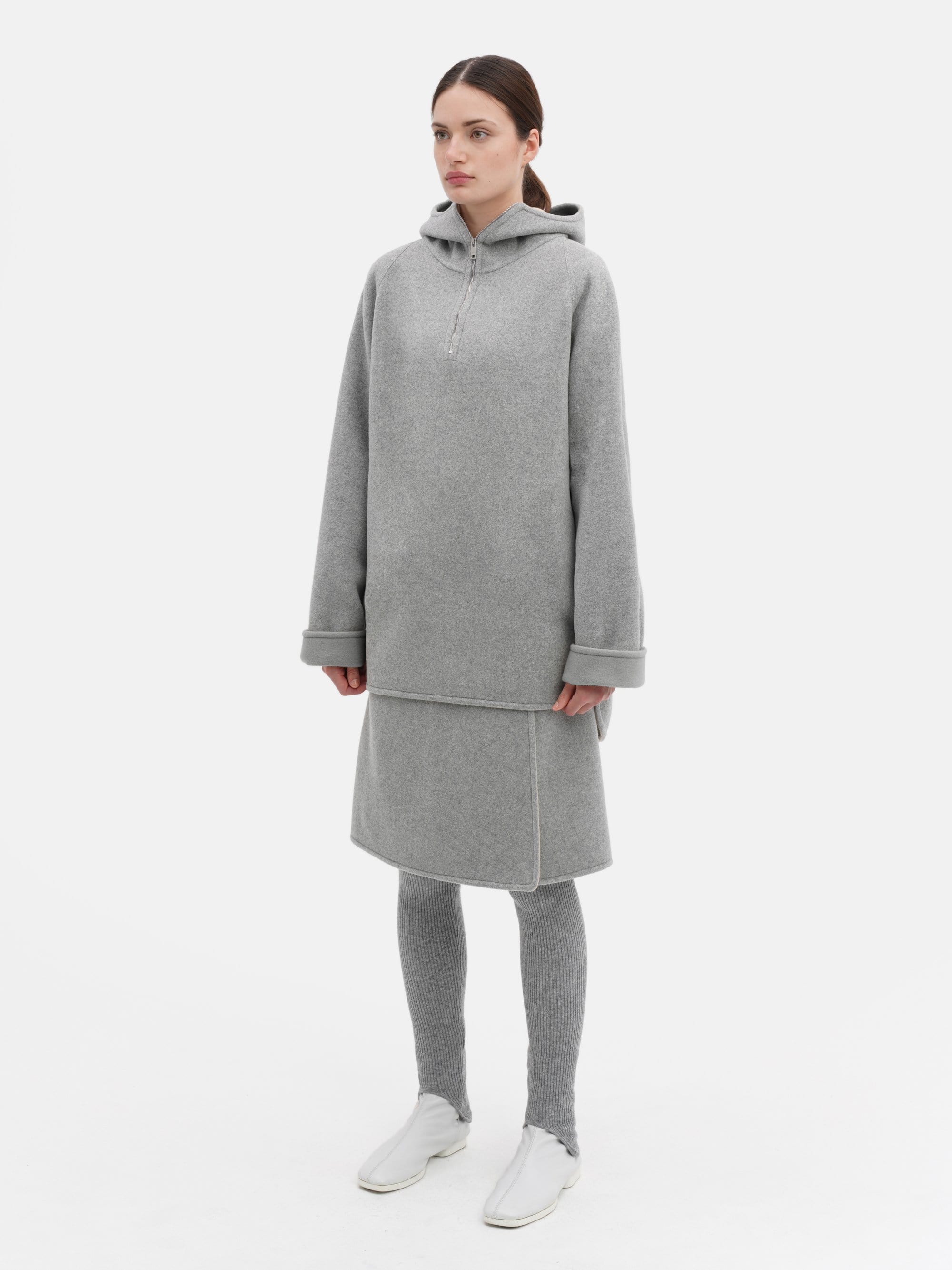 Double Face Wool Anorak Grey