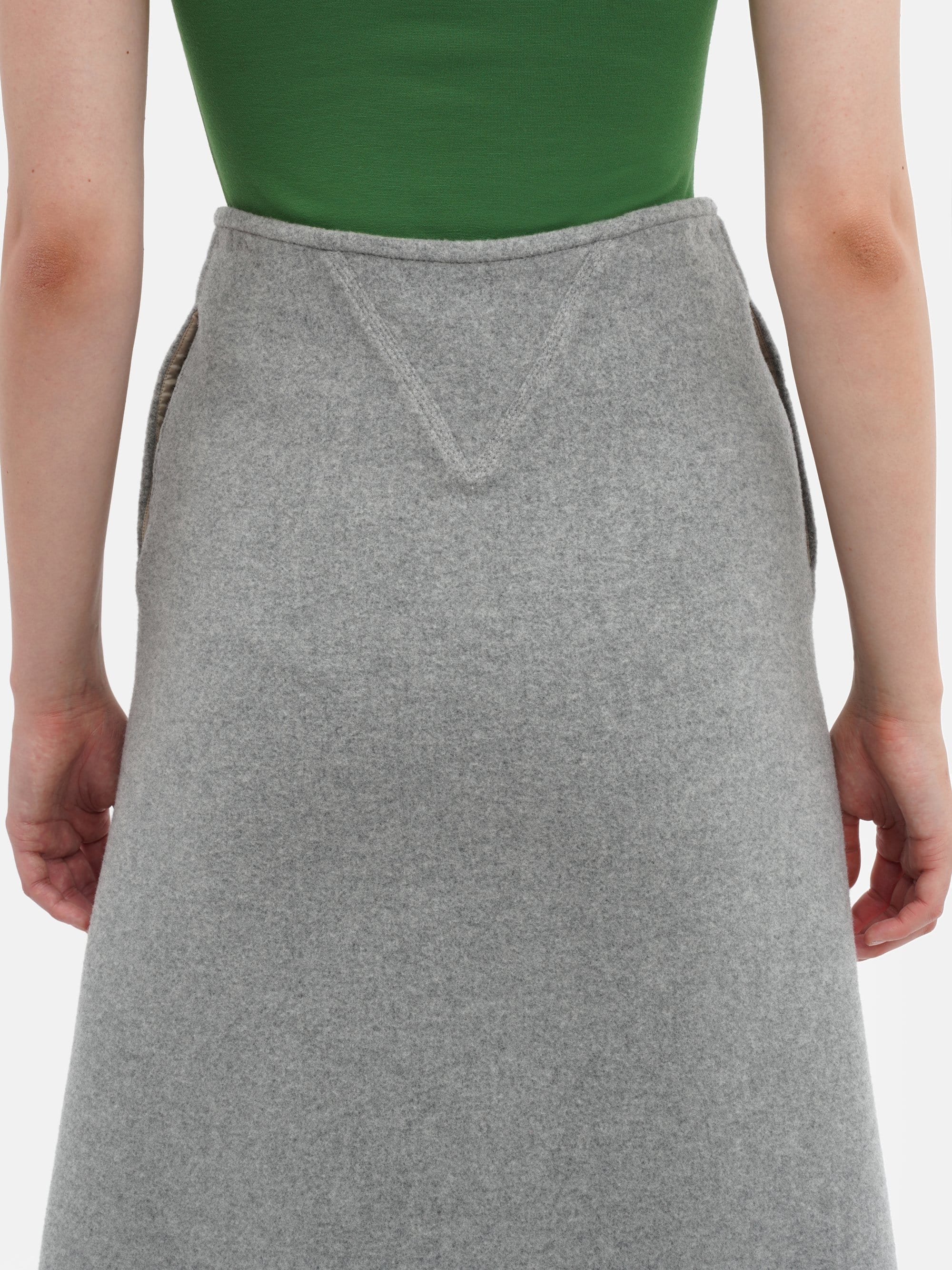 Double Face Wool Wrap Skirt Grey