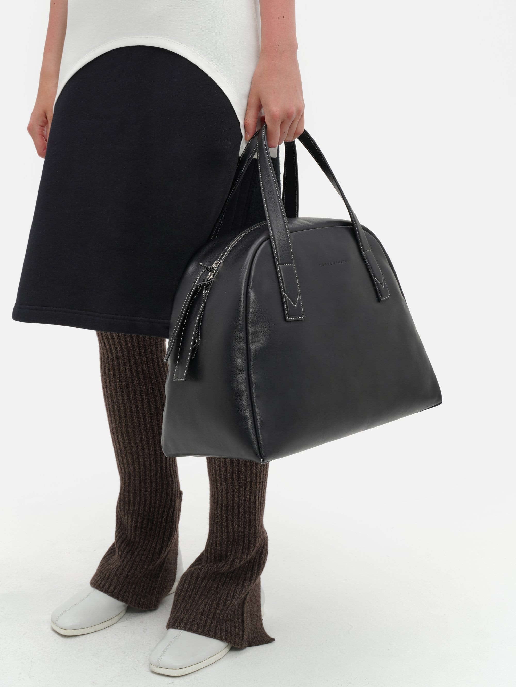 Heavy Rib Knit Leg Warmer Dark Brown