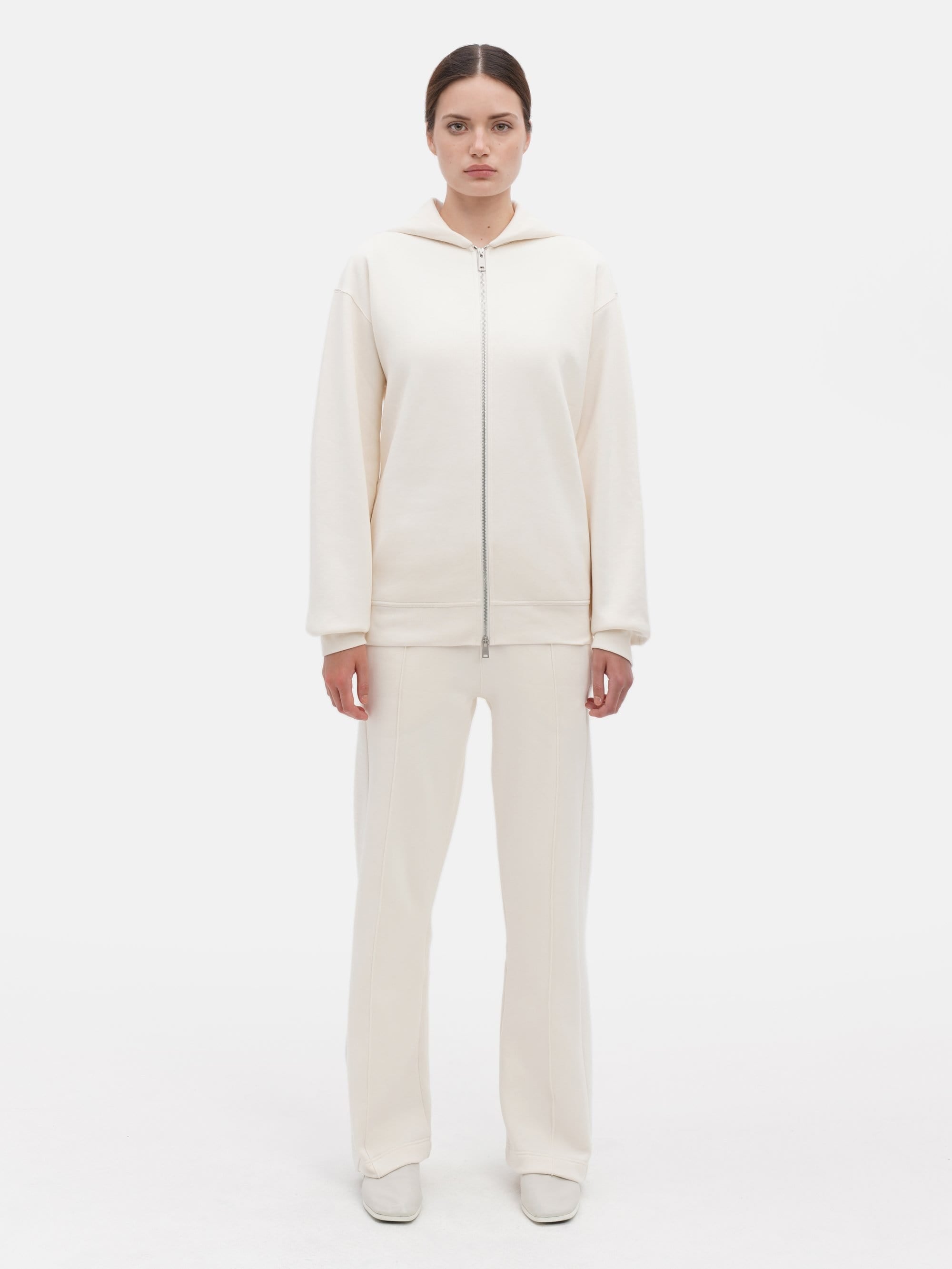 Zip Up Hooded Sweatshirt White