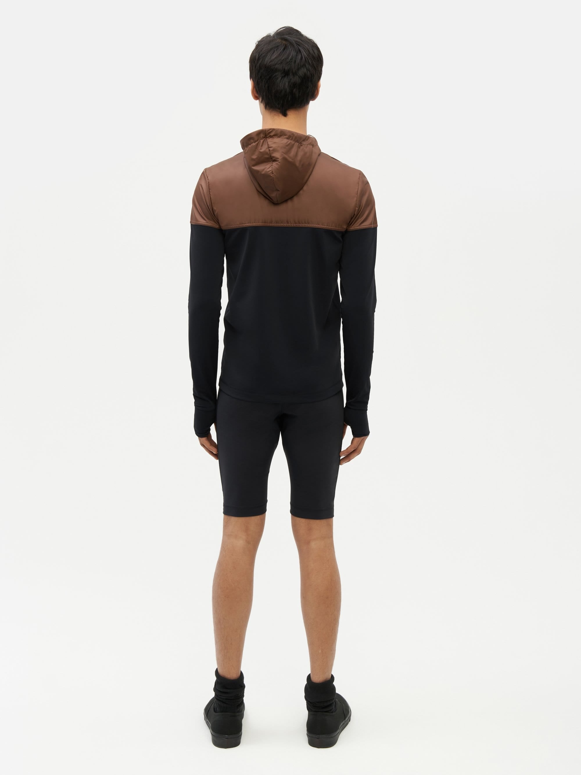 Hooded Bicolour Top Black