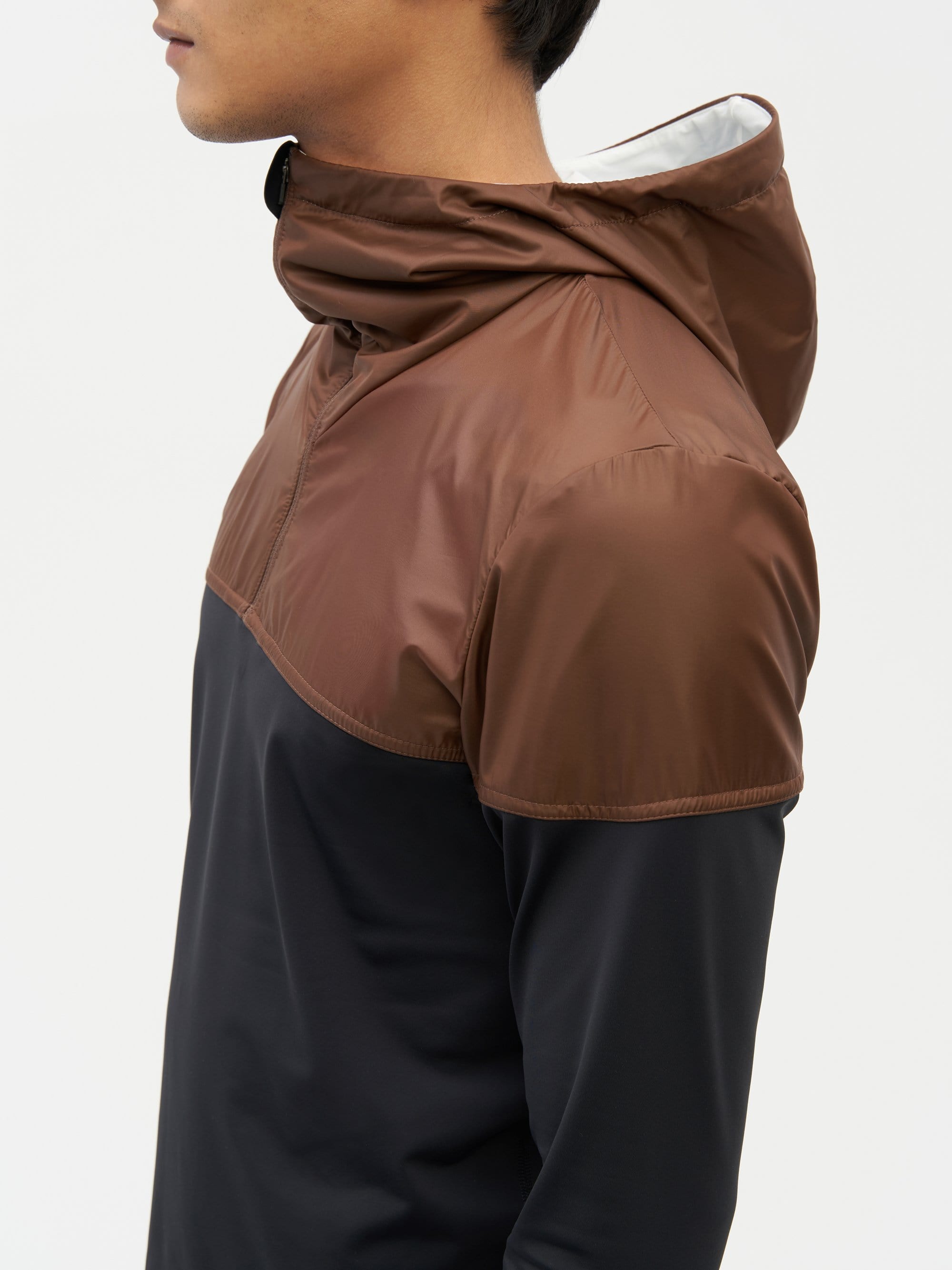 Hooded Bicolour Top Black