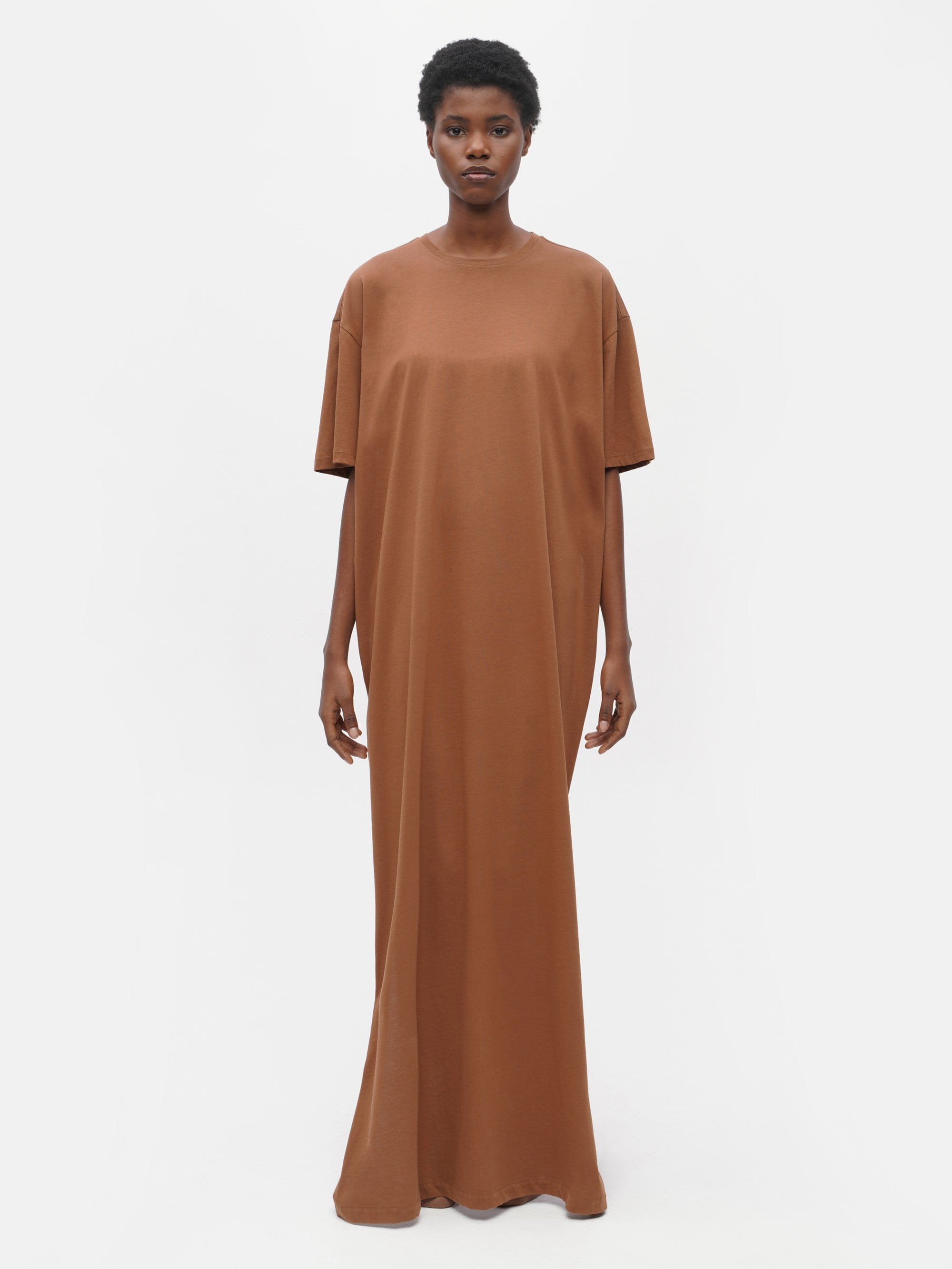 Long Oversized T-Shirt Dress Brown