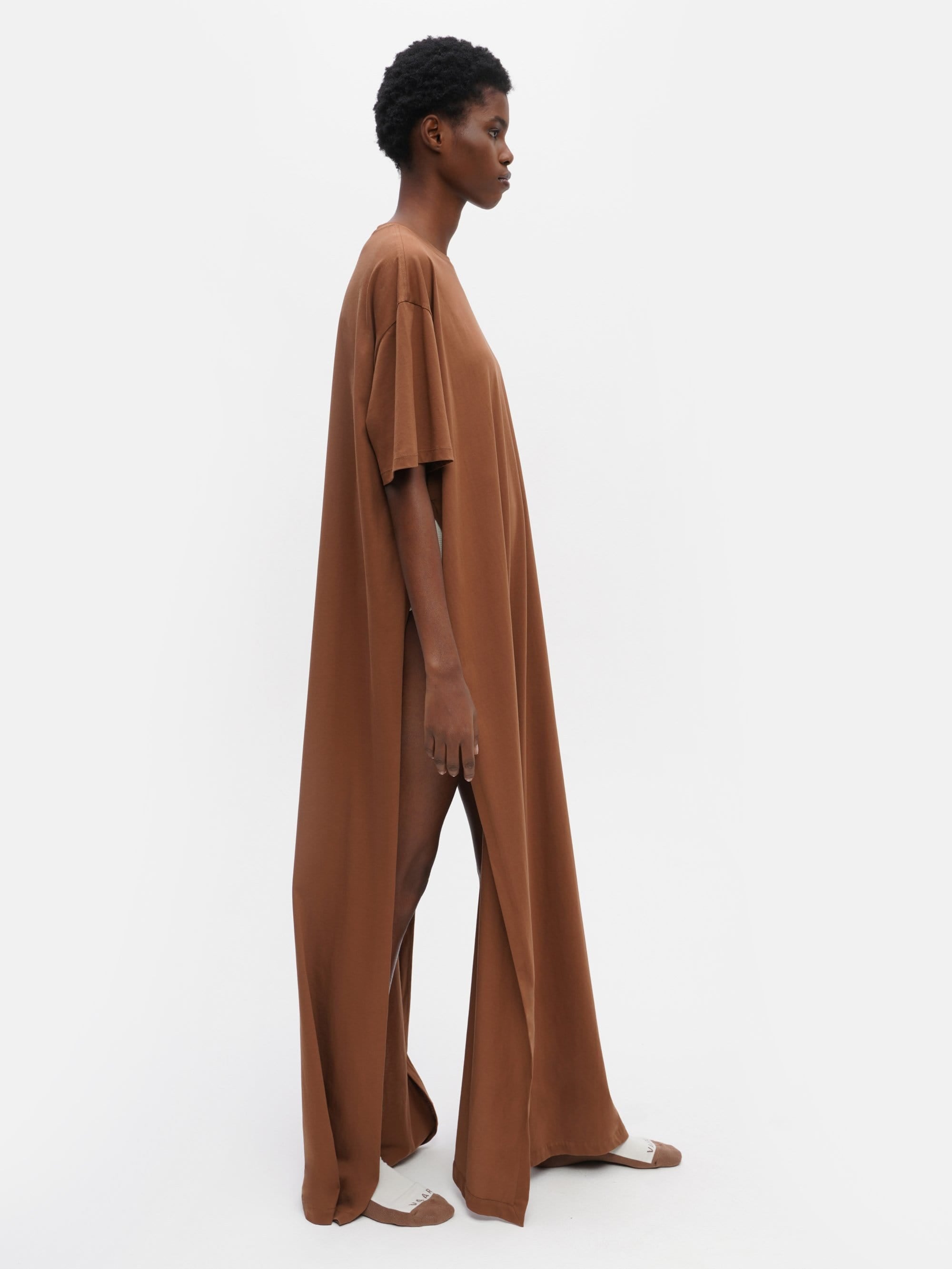 Long Oversized T-Shirt Dress Brown