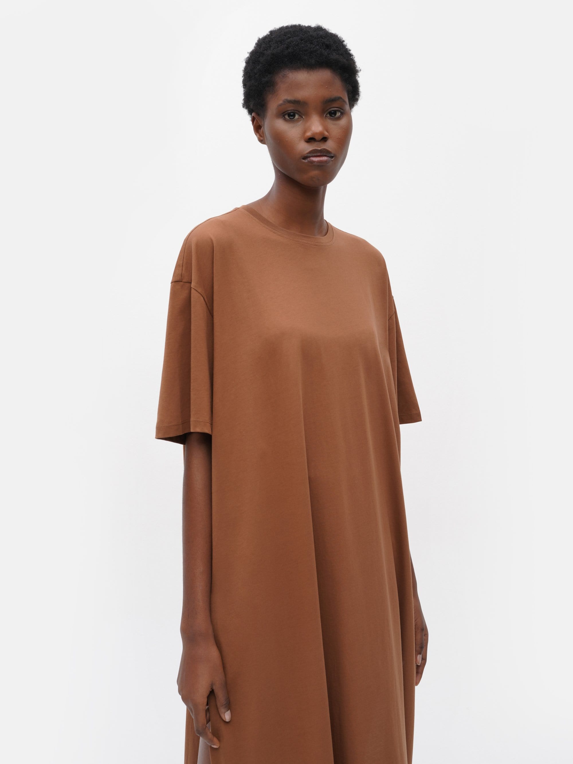 Long Oversized T-Shirt Dress Brown