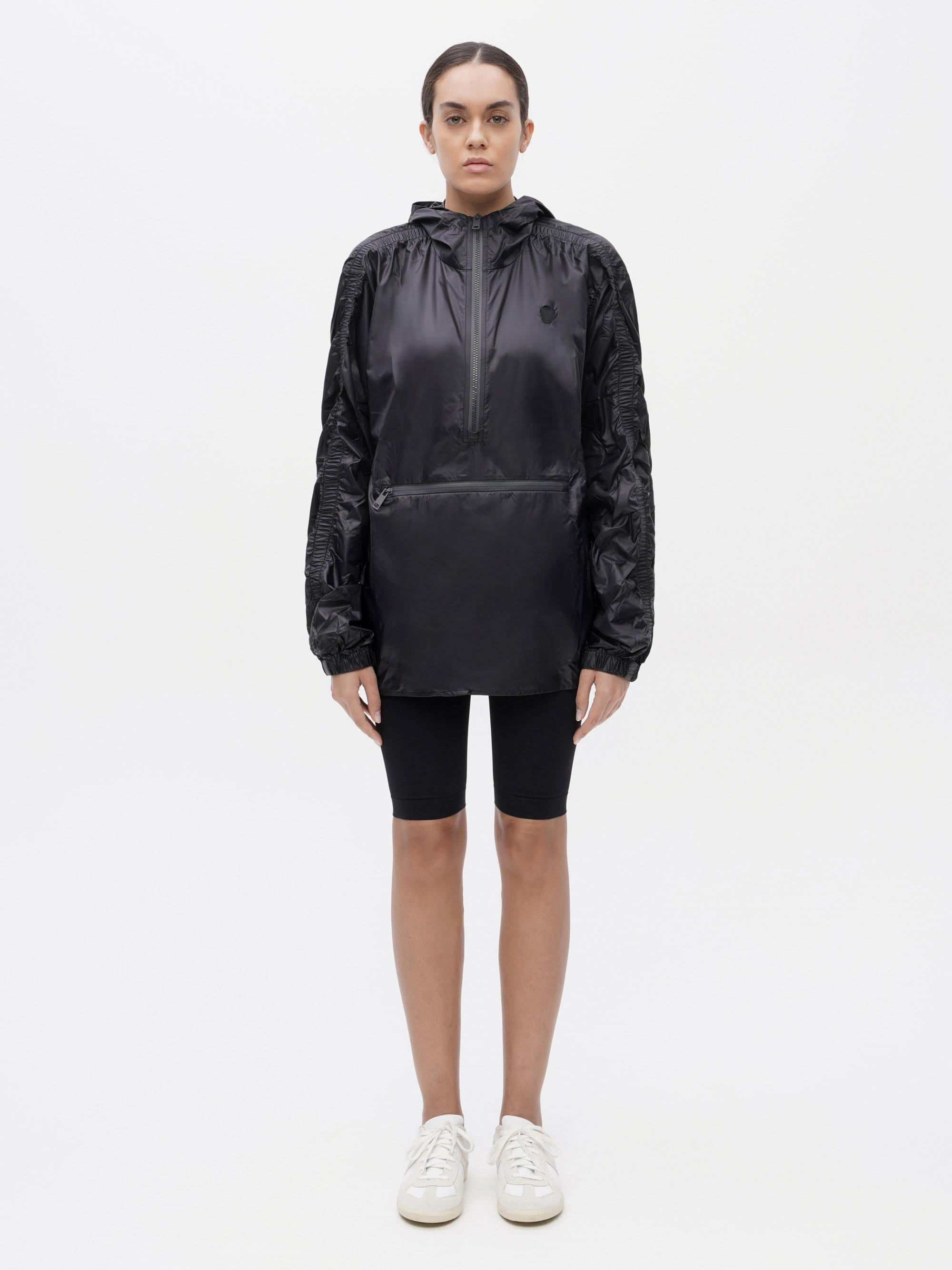 Ruched Short Anorak Black