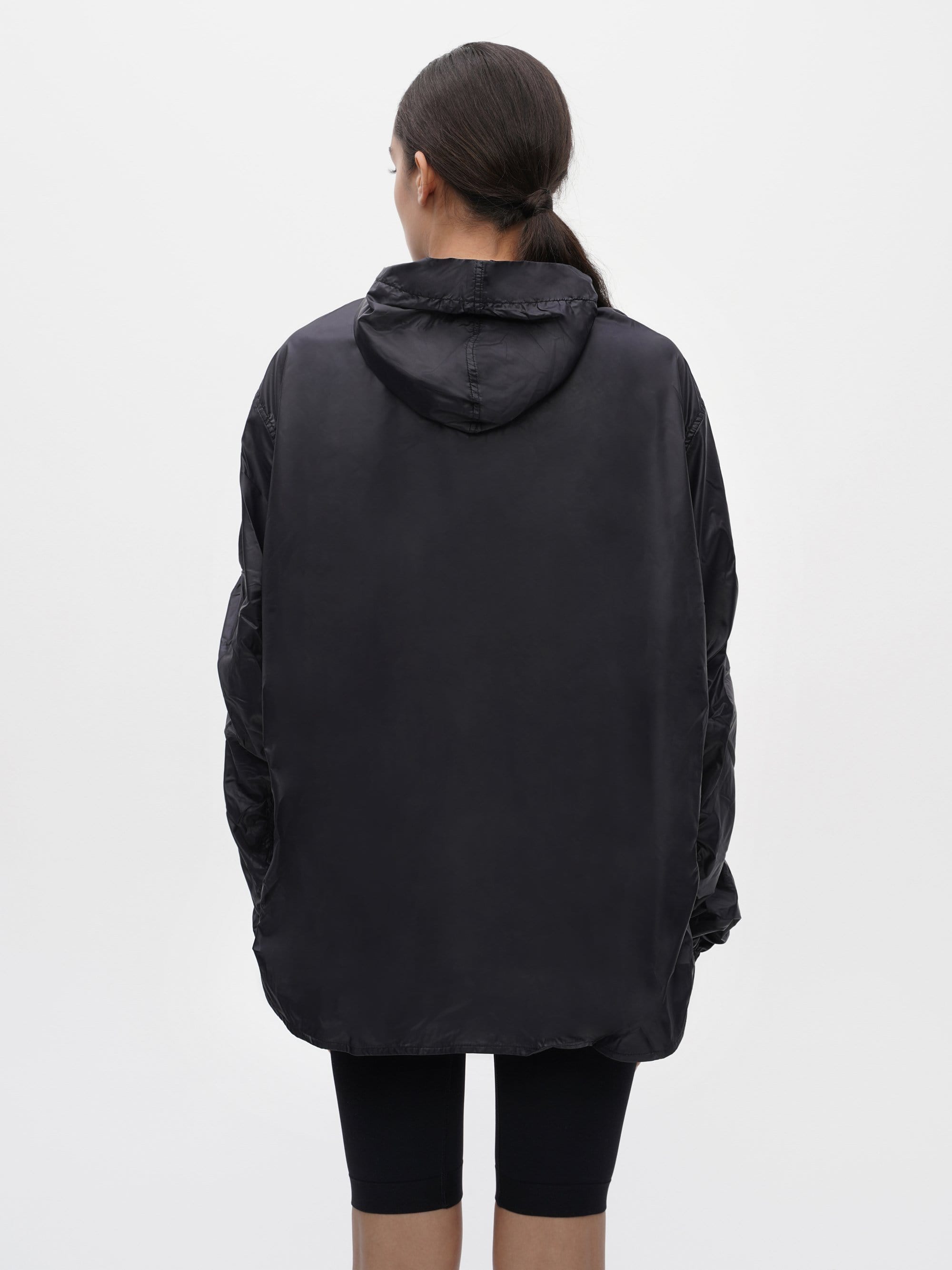 Ruched Short Anorak Black