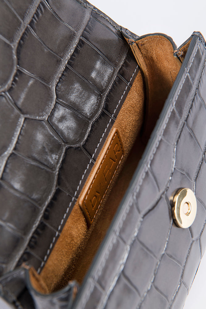 Mini Grey Croco Embossed Leather