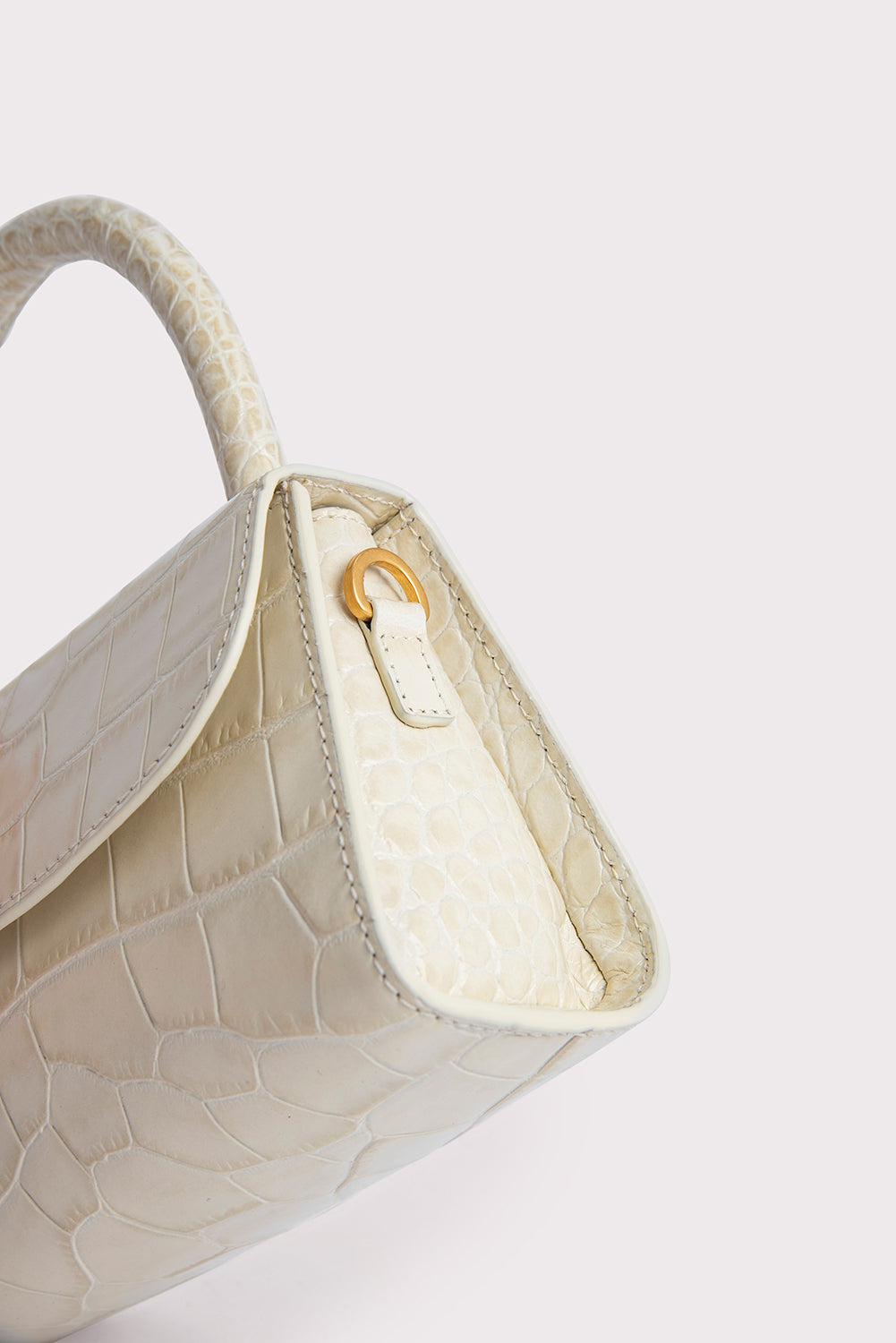 Mini Cream Croco Embossed Leather