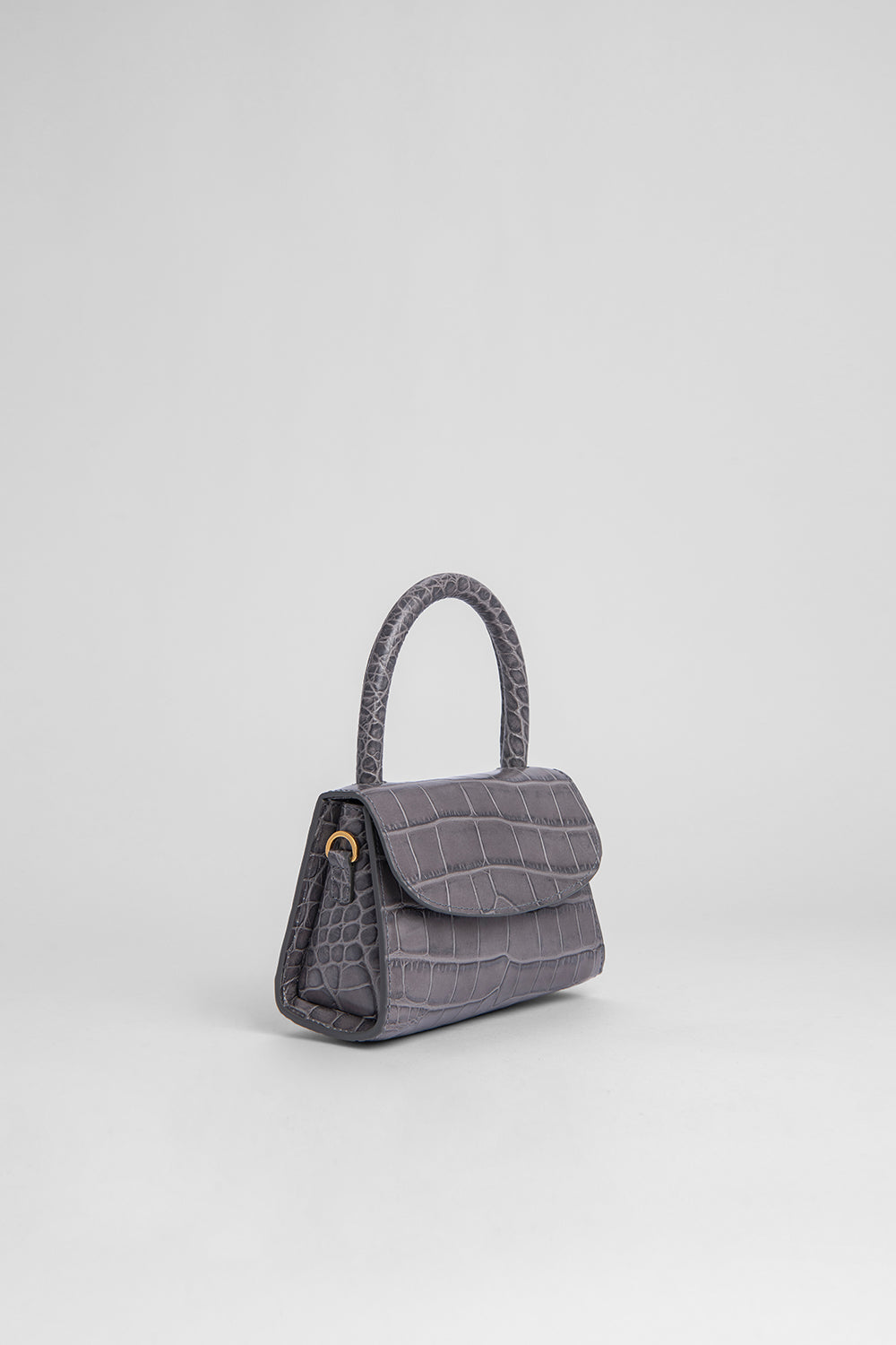 Mini Grey Croco Embossed Leather